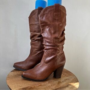 Steve Madden | Gesar Leather Slouch Block Heeled Cowgirl Boots